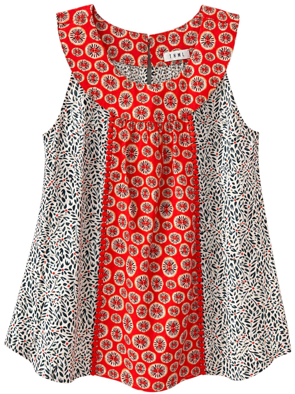 THML Red & White Patterned Girls' Sleeveless Tank